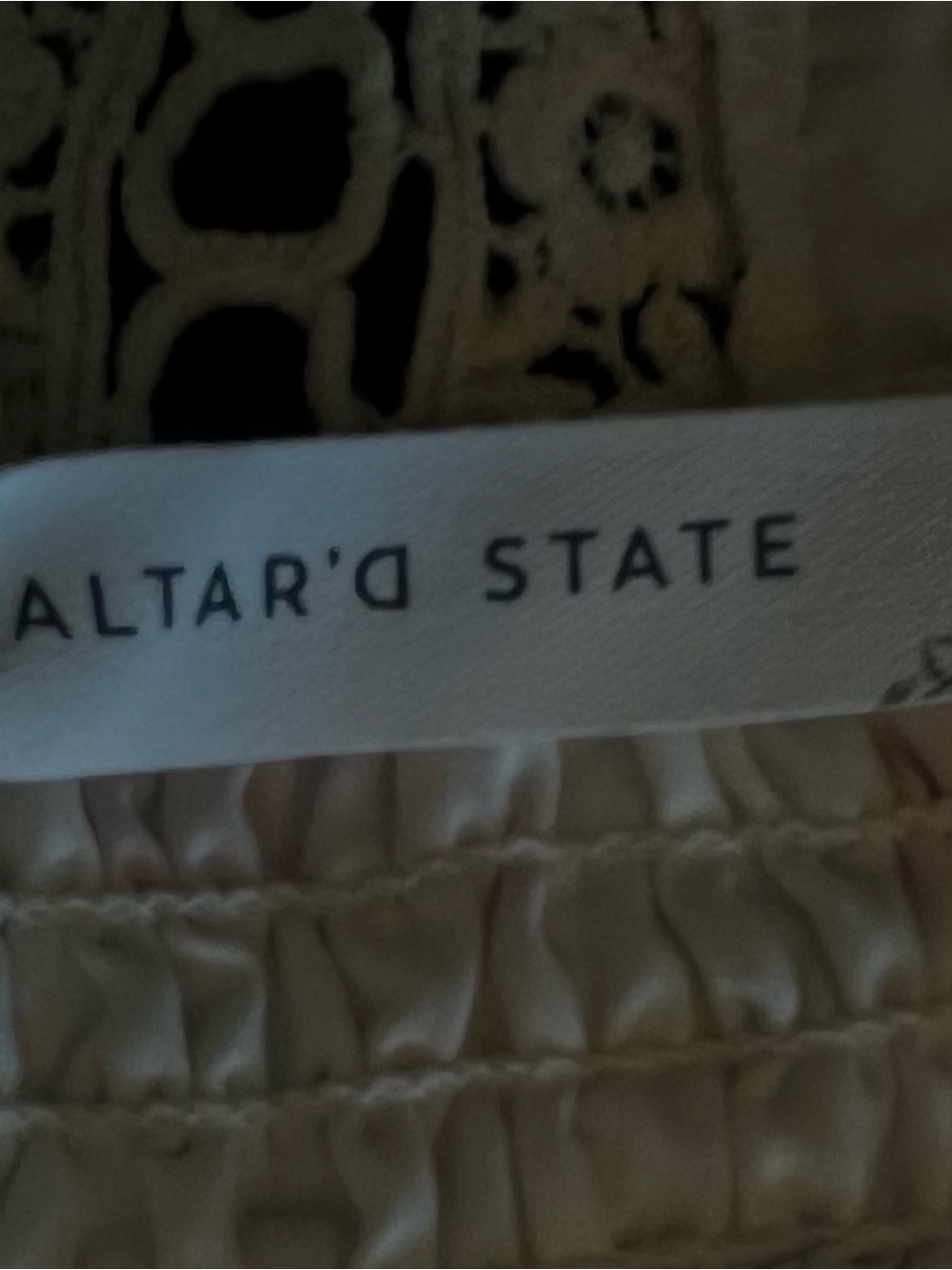 Altar'd State White Floral Lace-Trim Crop Top with Tie Back - Picture 5 of 7